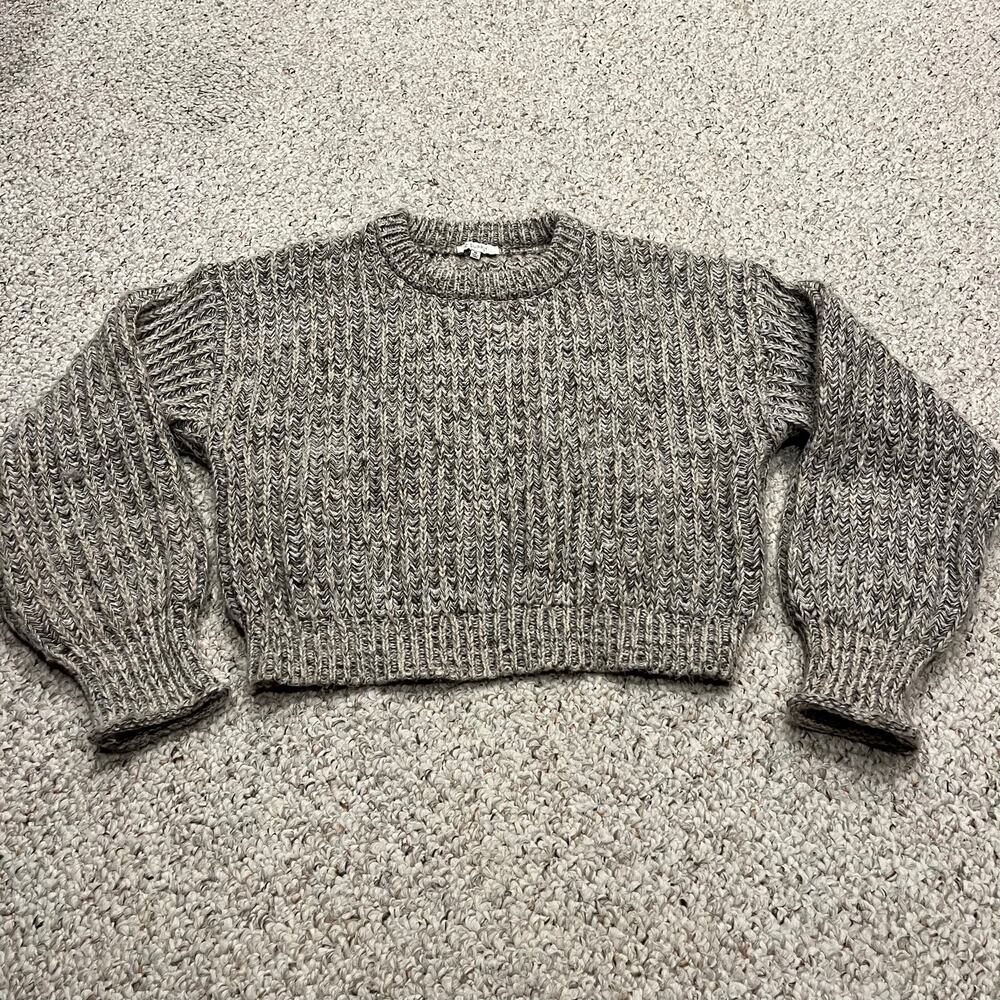 Z Supply Tivoli Sweater Chunky Knit M Burnt Ash Heather Marled Cozy Casual